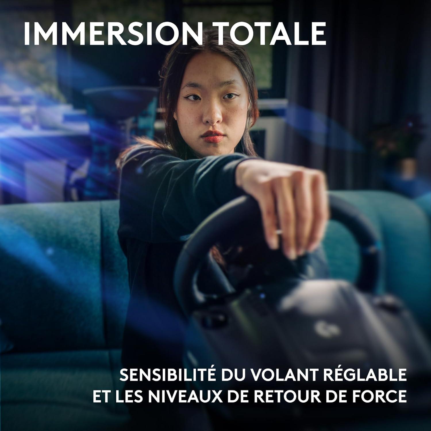 imageLogitech G G923 volant de course et pdales TRUEFORCE jusqu 1000 Hz commande de dmarrage double embrayage housse de volant vritable PS5PS4PCMac NoirG923 PlayStation PC