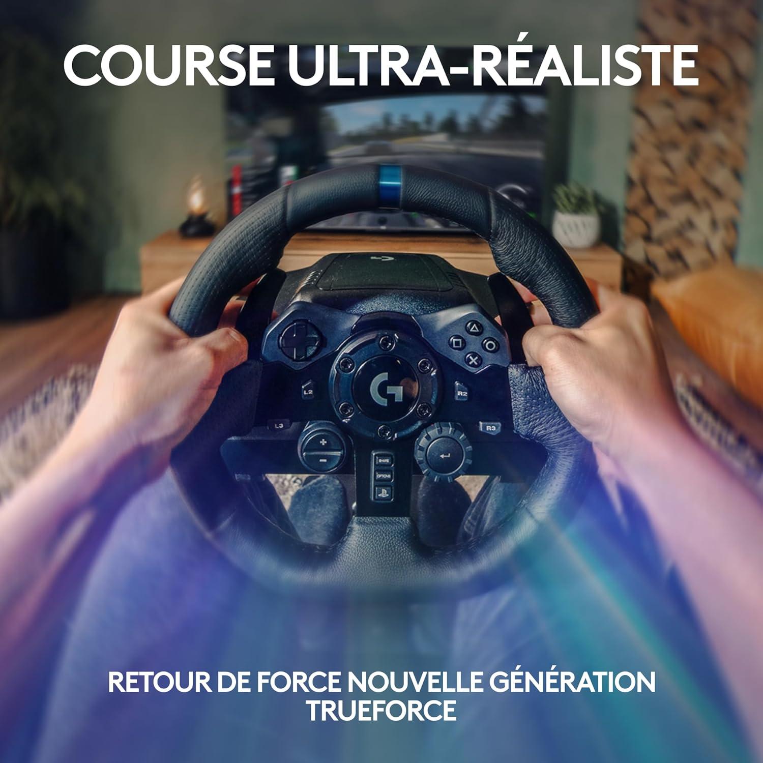 imageLogitech G G923 volant de course et pdales TRUEFORCE jusqu 1000 Hz commande de dmarrage double embrayage housse de volant vritable PS5PS4PCMac NoirG923 PlayStation PC