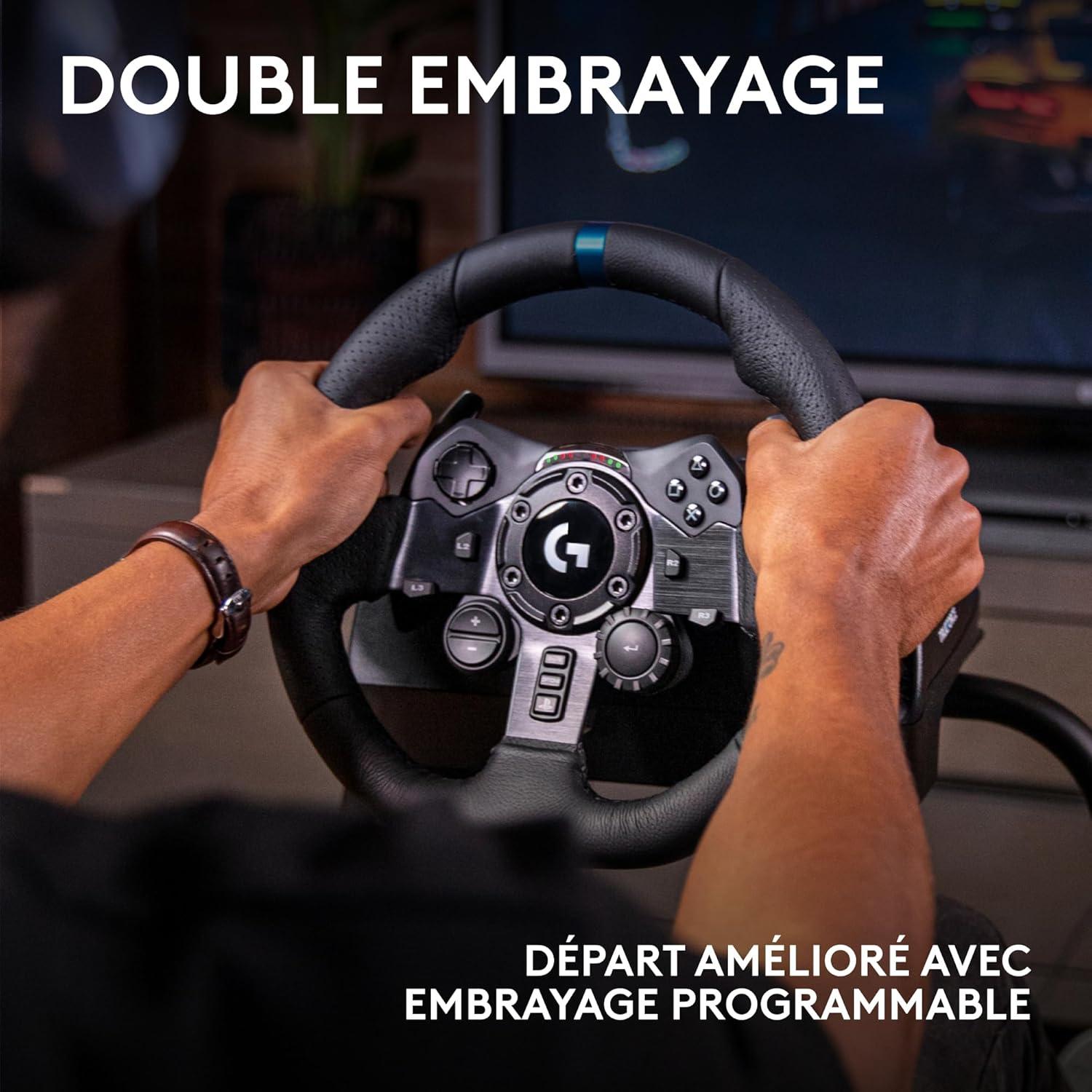 imageLogitech G G923 volant de course et pdales TRUEFORCE jusqu 1000 Hz commande de dmarrage double embrayage housse de volant vritable PS5PS4PCMac NoirG923 PlayStation PC