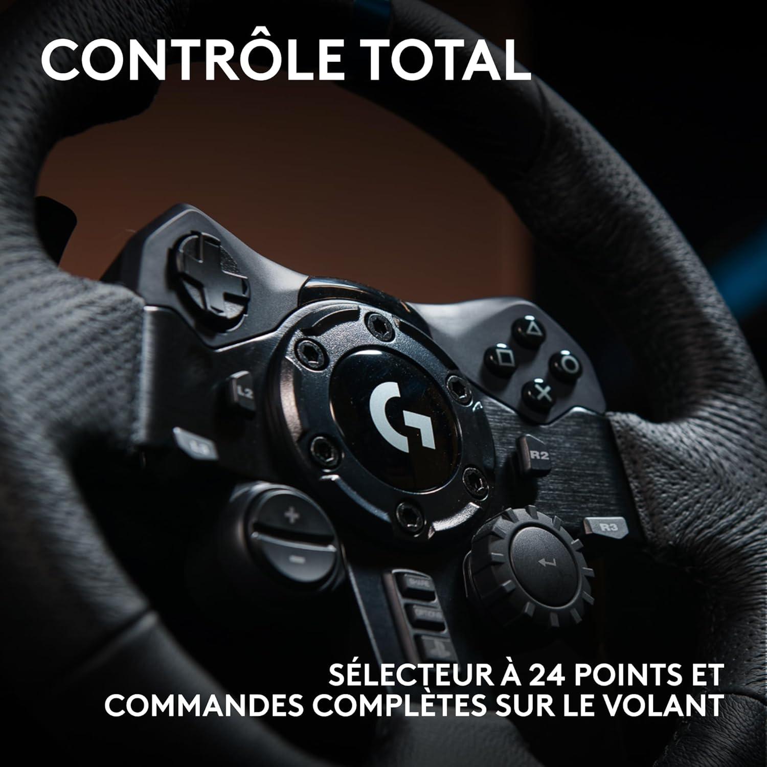 imageLogitech G G923 volant de course et pdales TRUEFORCE jusqu 1000 Hz commande de dmarrage double embrayage housse de volant vritable PS5PS4PCMac NoirG923 PlayStation PC