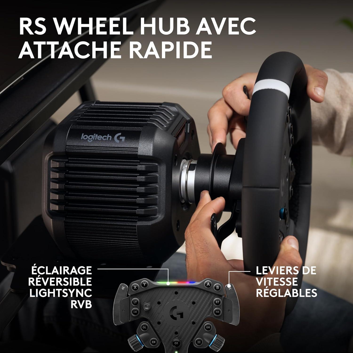 imageLogitech G RS50 System configuration de volant de simulation de course en 3 pices base de volant RS50 avec Direct Drive 8 Nm RS Wheel Hub avec 13 boutons et RS Round Wheel 28 cm XboxPC Noir