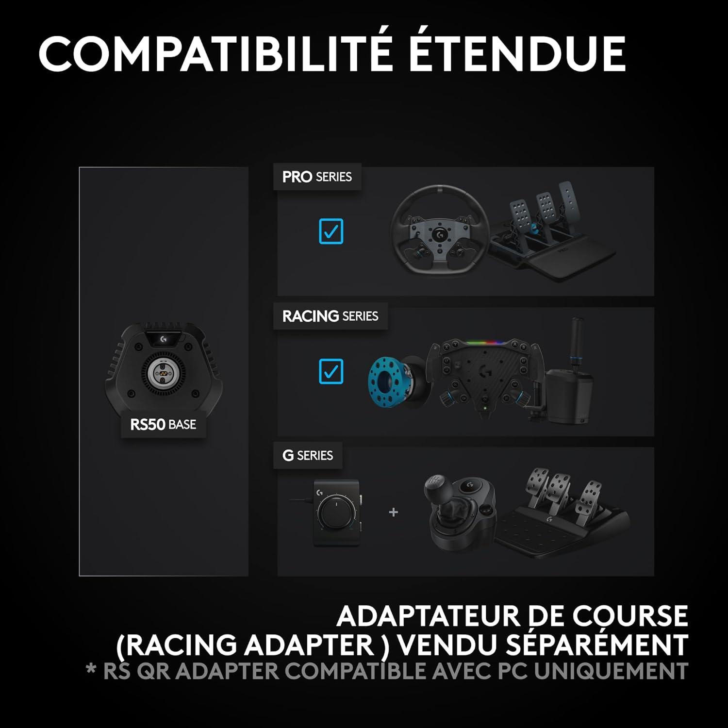 imageLogitech G RS50 System configuration de volant de simulation de course en 3 pices base de volant RS50 avec Direct Drive 8 Nm RS Wheel Hub avec 13 boutons et RS Round Wheel 28 cm PS5PS4PC Noir