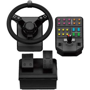 Logitech G Saitek Ensemble pour Engins Agricoles, Volant à 900 Degrés, +38 Boutons Assignables, Contrôleur Analogique Double, Stick de Contrôle, USB , PC/Mac – Noir(Ensemble d&rsquo;équipement (contrôleur SIM agricole))