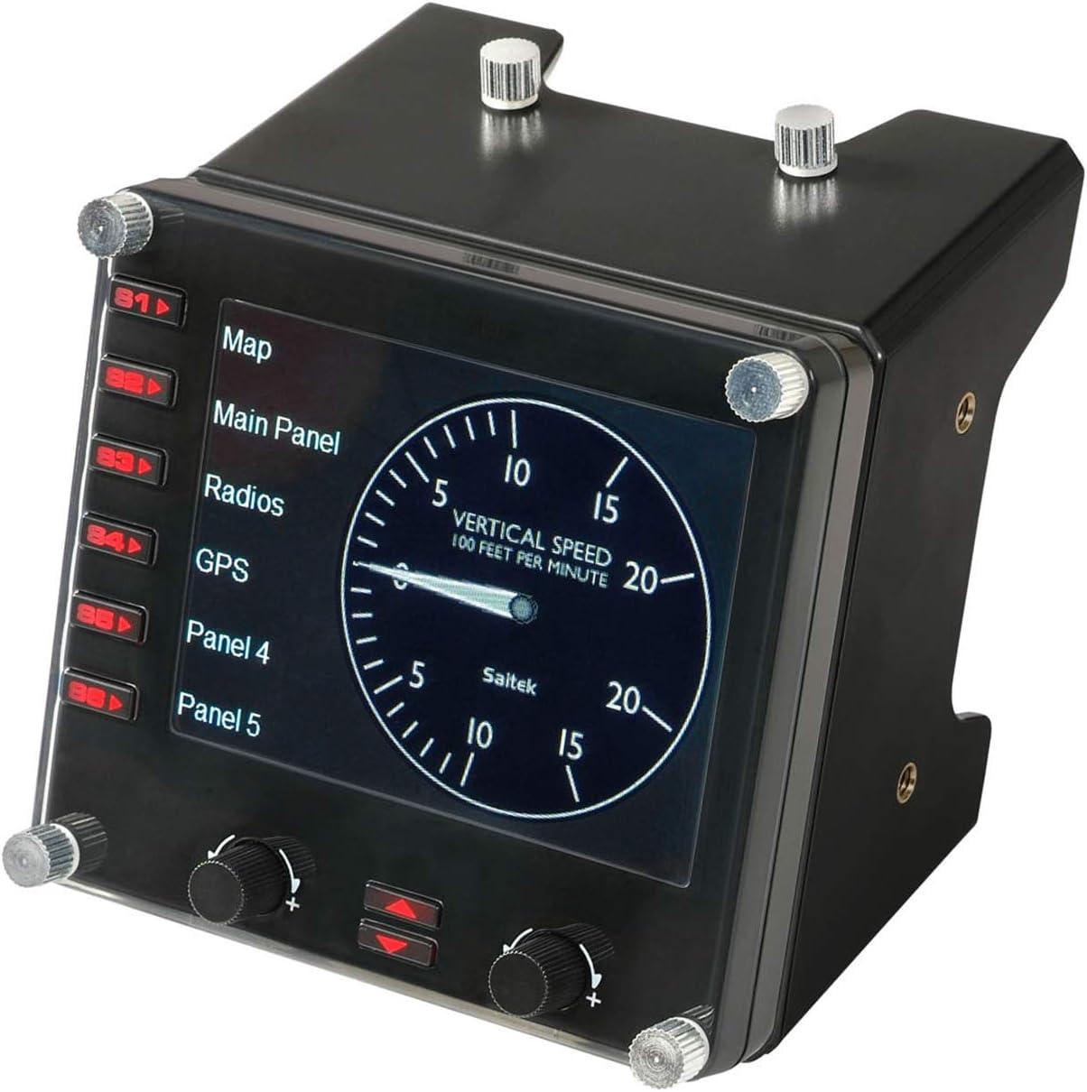 imageLogitech G Saitek Pro Flight USB Radio Panel Contrleur Radio pour Simulateur de Vol 4 Ecrans Led Spars avec Commandes Modulaire et Adaptable PC NoirInstrument Panel