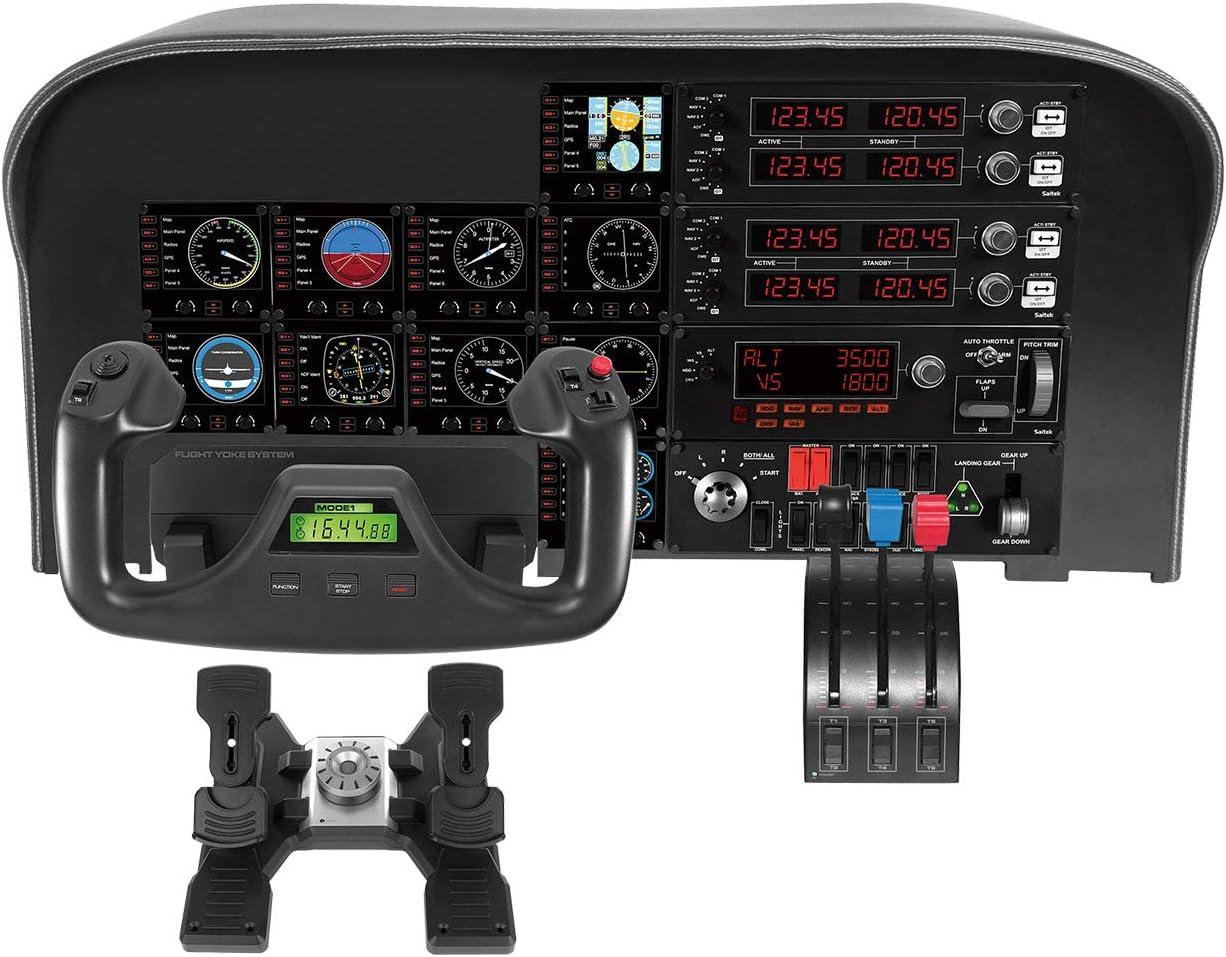 imageLogitech G Saitek Pro Flight USB Radio Panel Contrleur Radio pour Simulateur de Vol 4 Ecrans Led Spars avec Commandes Modulaire et Adaptable PC NoirPdales de Direction
