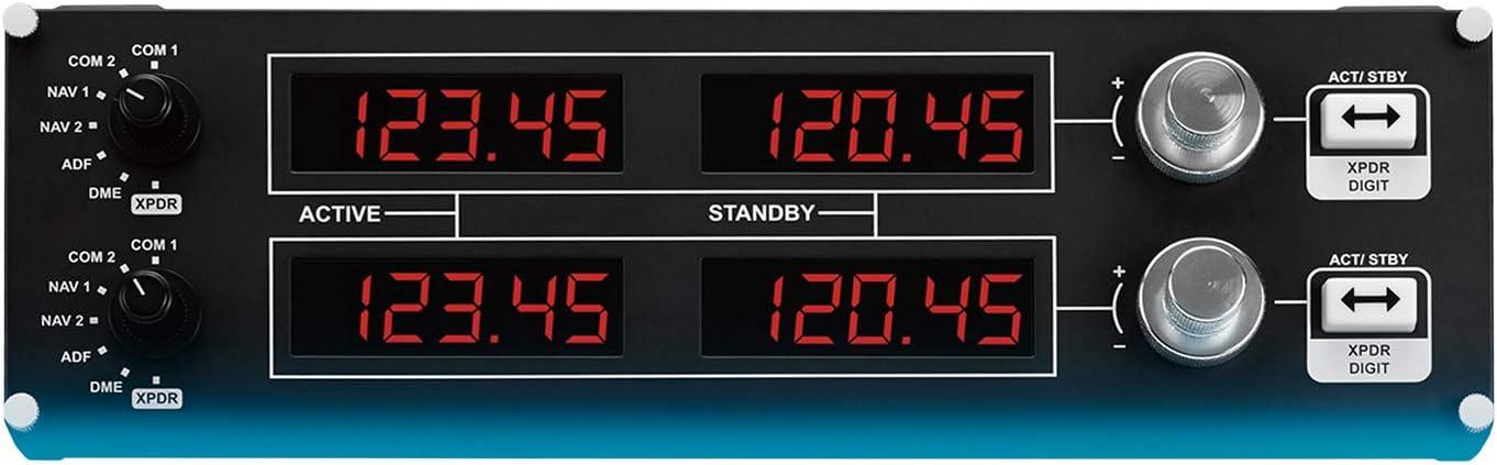 imageLogitech G Saitek Pro Flight USB Radio Panel Contrleur Radio pour Simulateur de Vol 4 Ecrans Led Spars avec Commandes Modulaire et Adaptable PC NoirRadio Panel