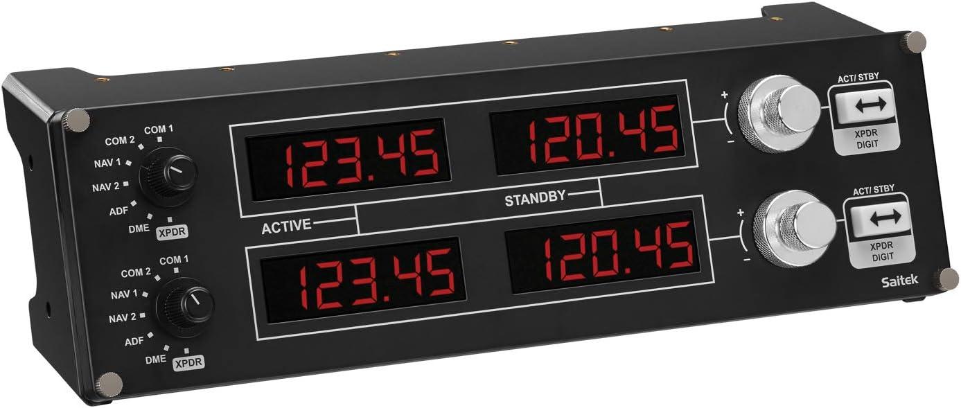 imageLogitech G Saitek Pro Flight USB Radio Panel Contrleur Radio pour Simulateur de Vol 4 Ecrans Led Spars avec Commandes Modulaire et Adaptable PC NoirRadio Panel