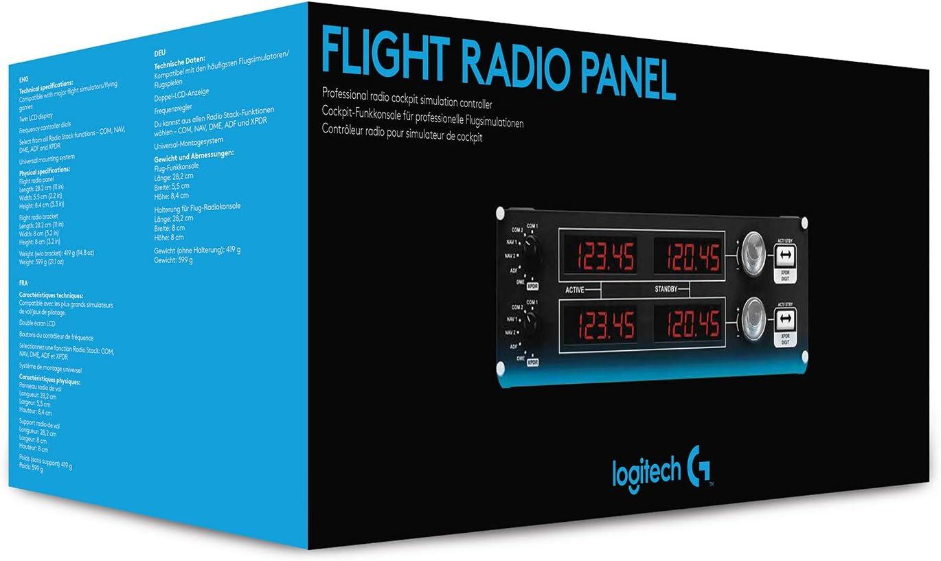 imageLogitech G Saitek Pro Flight USB Radio Panel Contrleur Radio pour Simulateur de Vol 4 Ecrans Led Spars avec Commandes Modulaire et Adaptable PC NoirRadio Panel