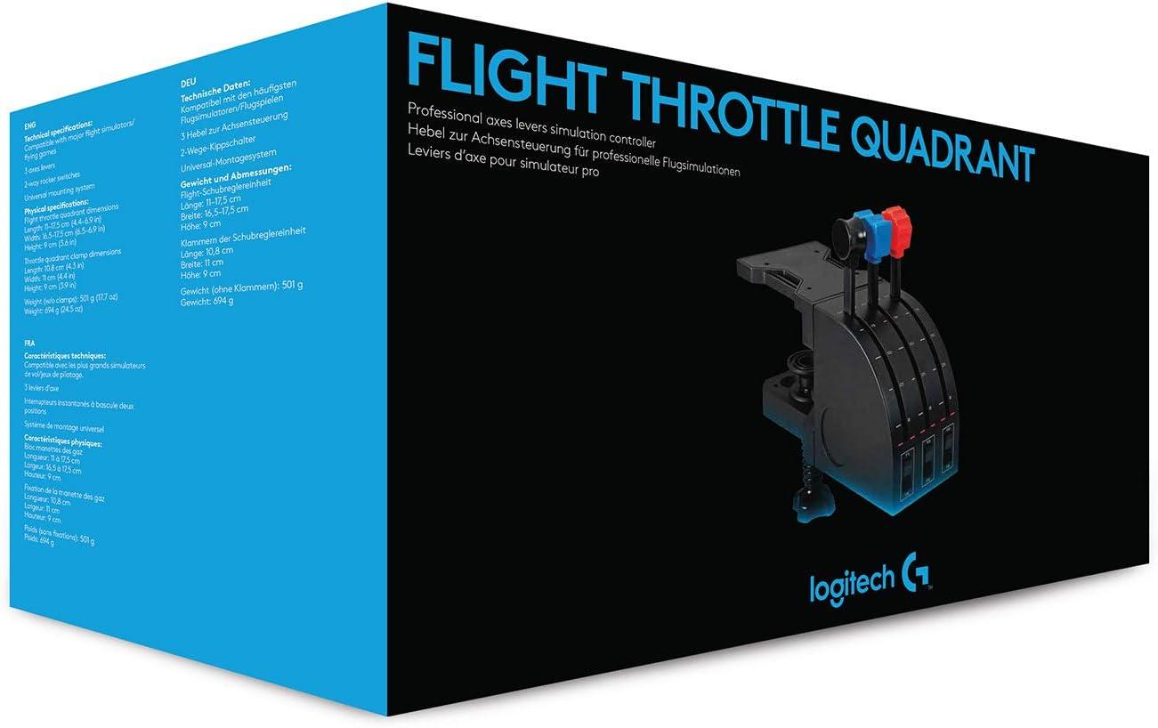 imageLogitech G Saitek Pro Flight USB Radio Panel Contrleur Radio pour Simulateur de Vol 4 Ecrans Led Spars avec Commandes Modulaire et Adaptable PC NoirThrottle Quadrant