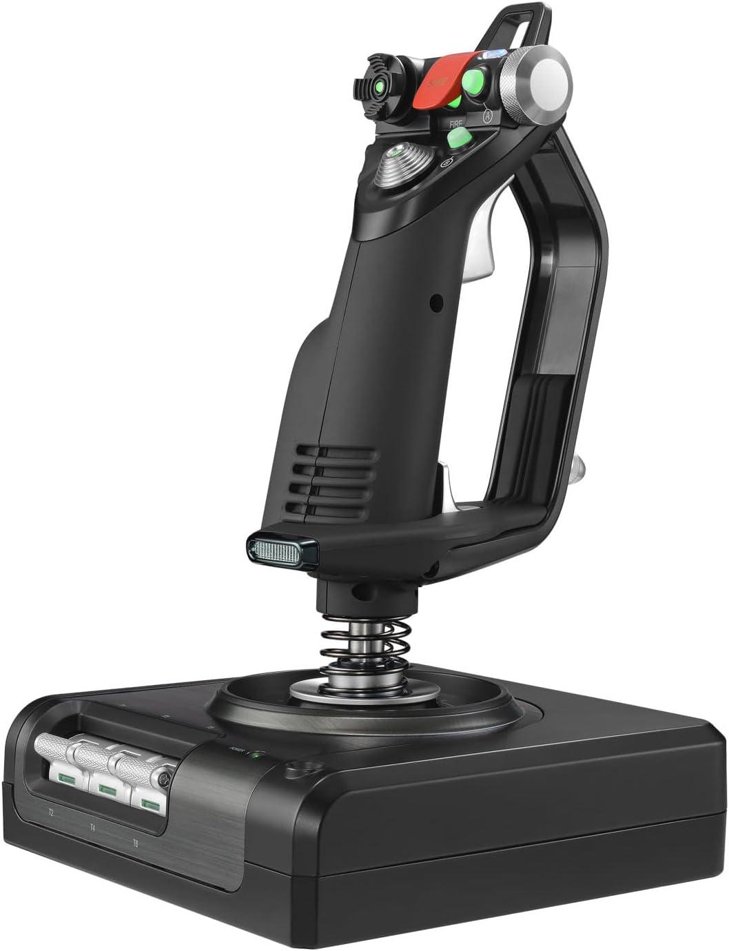 imageLogitech G Saitek X52 Pro Flight Systme 3M avec Commande de Gaz Pices Mtalliques et Joystick de Simulation Ecran LCD Double Suspension Boutons Lumineux 2 Connexions USB Noir