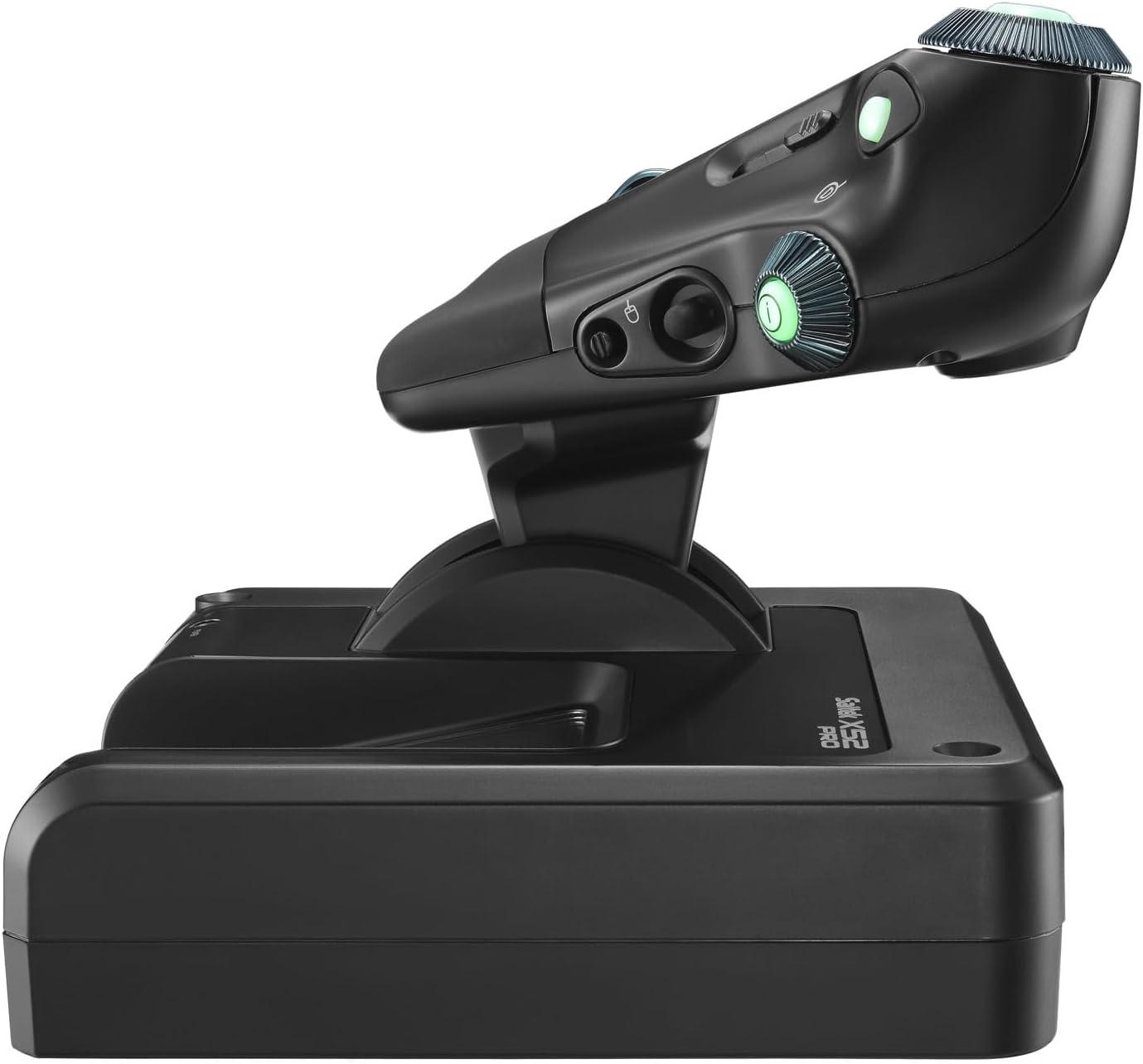 imageLogitech G Saitek X52 Pro Flight Systme 3M avec Commande de Gaz Pices Mtalliques et Joystick de Simulation Ecran LCD Double Suspension Boutons Lumineux 2 Connexions USB Noir