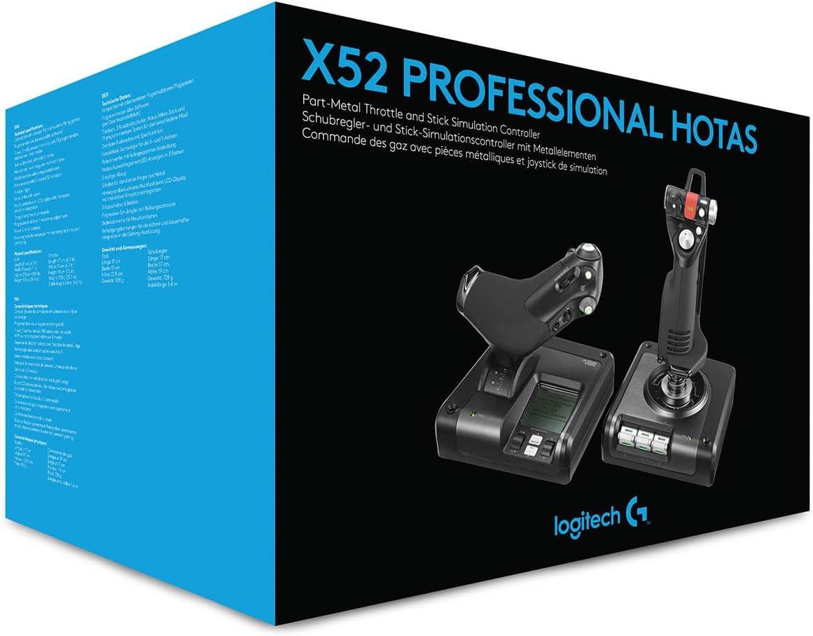 imageLogitech G Saitek X52 Pro Flight Systme 3M avec Commande de Gaz Pices Mtalliques et Joystick de Simulation Ecran LCD Double Suspension Boutons Lumineux 2 Connexions USB Noir