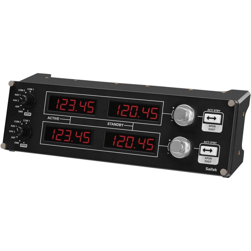 imageLogitech G Saitek Pro Flight USB Radio Panel Contrleur Radio pour Simulateur de Vol 4 Ecrans Led Spars avec Commandes Modulaire et Adaptable PC NoirRadio Panel