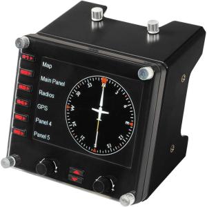 Logitech G Saitek Pro Flight USB Radio Panel Contrôleur Radio pour Simulateur de Vol, 4 Ecrans Led Séparés avec Commandes, Modulaire et Adaptable, PC – Noir(Instrument Panel)