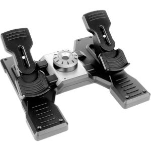 Logitech G Saitek Pro Flight USB Radio Panel Contrôleur Radio pour Simulateur de Vol, 4 Ecrans Led Séparés avec Commandes, Modulaire et Adaptable, PC – Noir(Pédales de Direction)