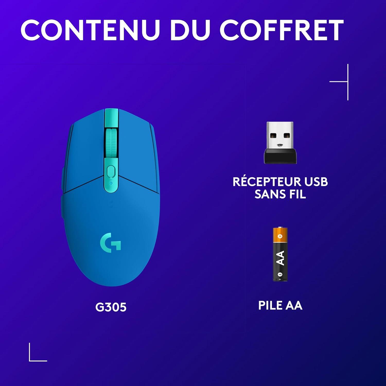 imageLogitech G305 Souris Gamer sans Fil 1 de Logitech G435 LIGHTSPEED et Bluetooth Sans Fil Casque Gaming BleuBleu