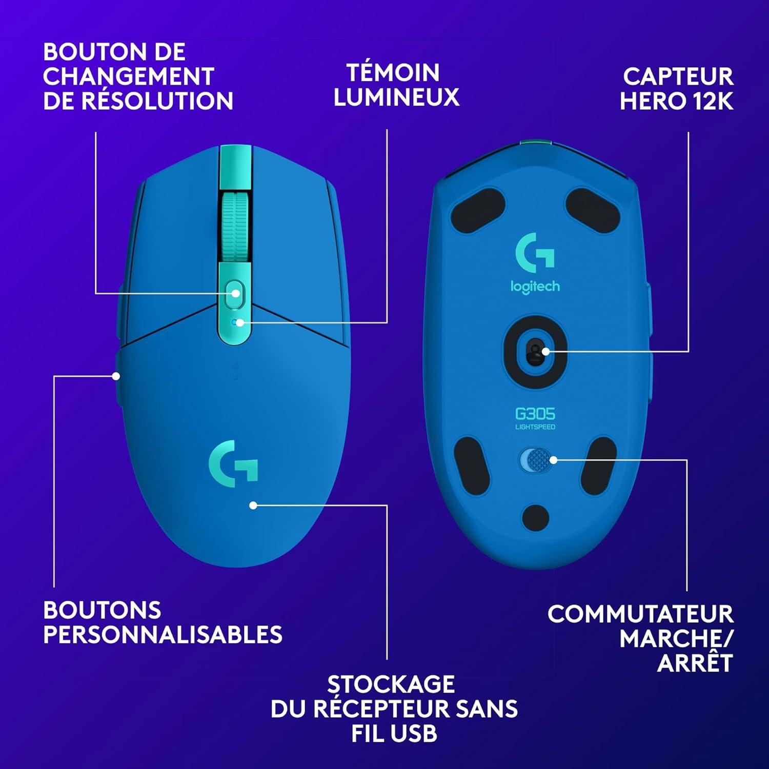 imageLogitech G305 Souris Gamer sans Fil 1 de Logitech G435 LIGHTSPEED et Bluetooth Sans Fil Casque Gaming BleuBleu