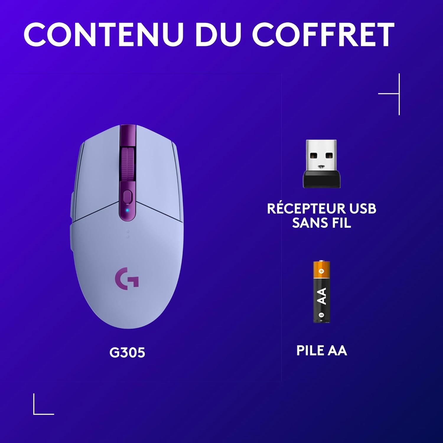 imageLogitech G305 Souris Gamer sans Fil 1 de Logitech G435 LIGHTSPEED et Bluetooth Sans Fil Casque Gaming BleuLila