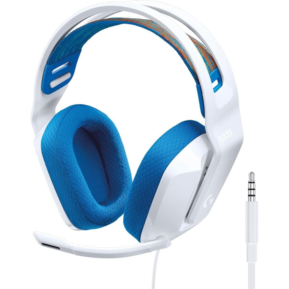 imageLogitech G335 Casque Gamer Filaire avec Micro Prise Audio 35 mm Ecouteurs Mousse Mmoire de Forme Lger Compatible avec PC PlayStation Xbox Nintendo Switch BlancOrchide blanche