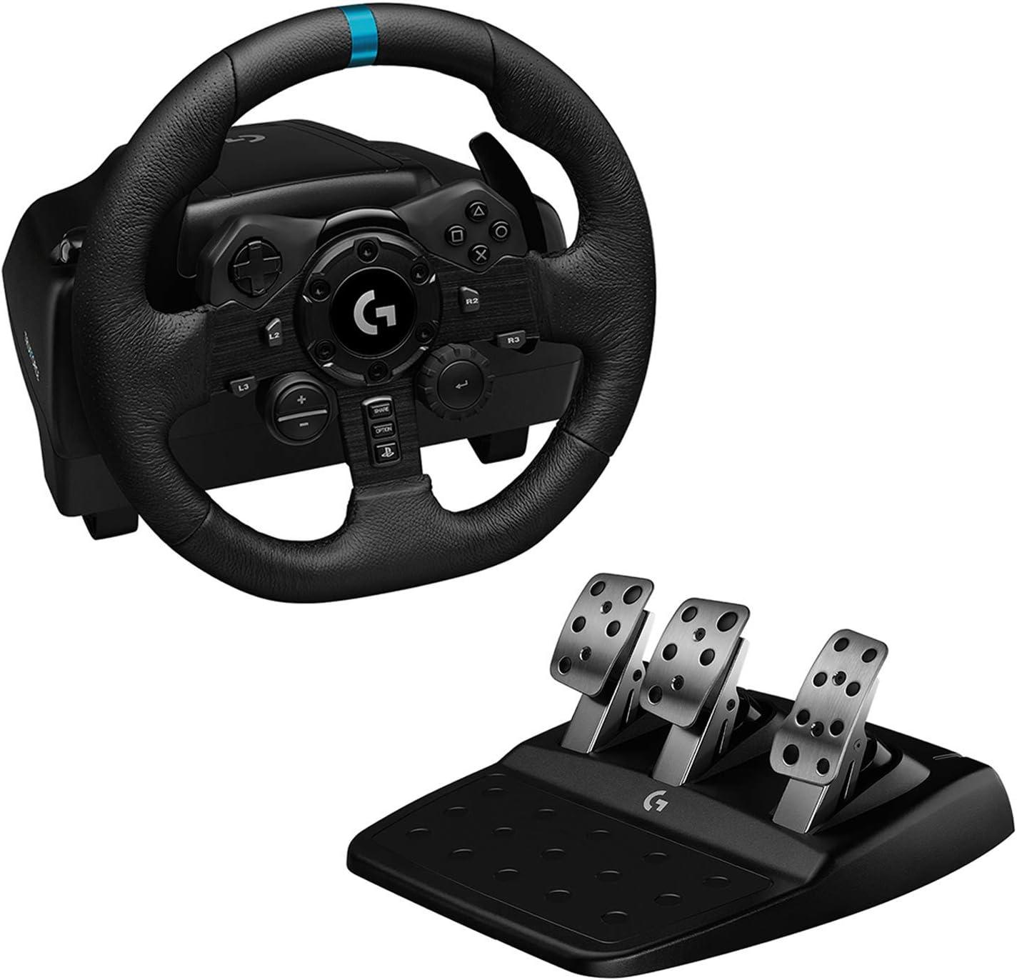 imageLogitech G G923 Volant de Course et Pdales Compatible PS5 PS4 et PC Prise anglaise Type G NoirPlayStation PC