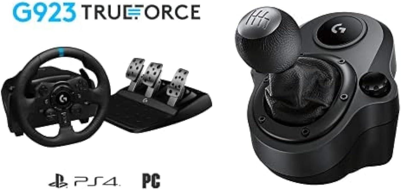 imageLogitech G G923 Volant de Course et Pdales Compatible PS5 PS4 et PC Prise anglaise Type G NoirPlayStation PC