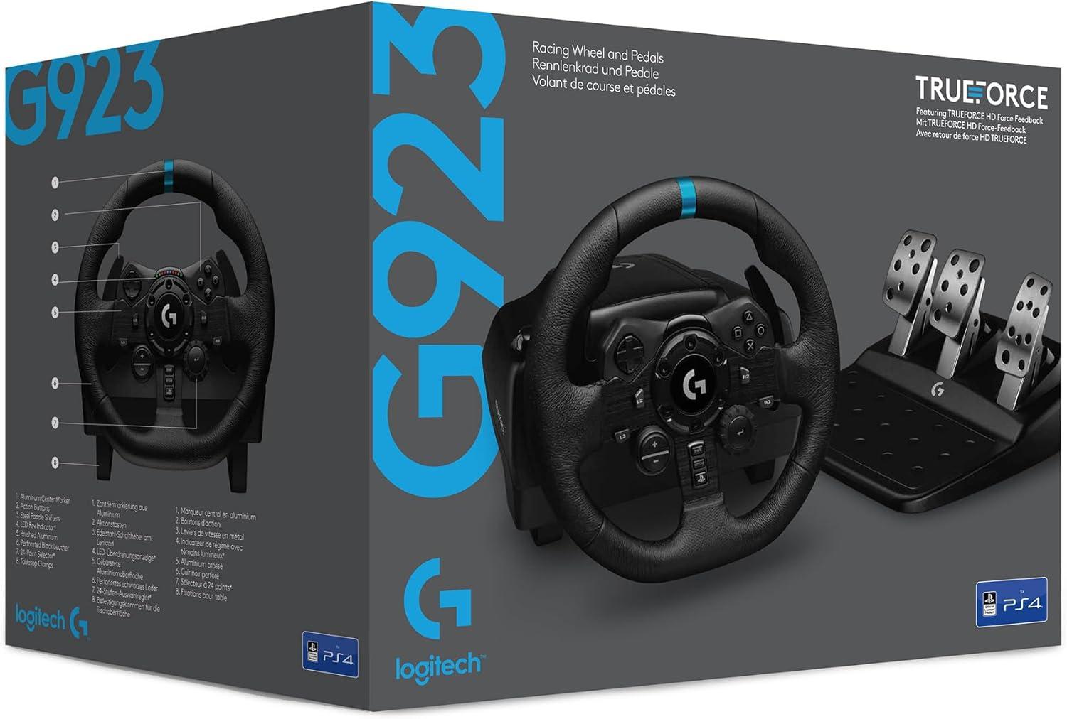 imageLogitech G G923 Volant de Course et Pdales Compatible PS5 PS4 et PC Prise anglaise Type G NoirPlayStation PC