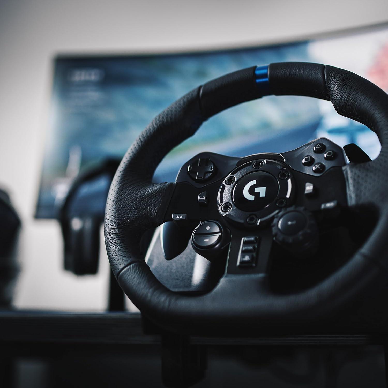 imageLogitech G G923 Volant de Course et Pdales Compatible PS5 PS4 et PC Prise anglaise Type G NoirPlayStation PC
