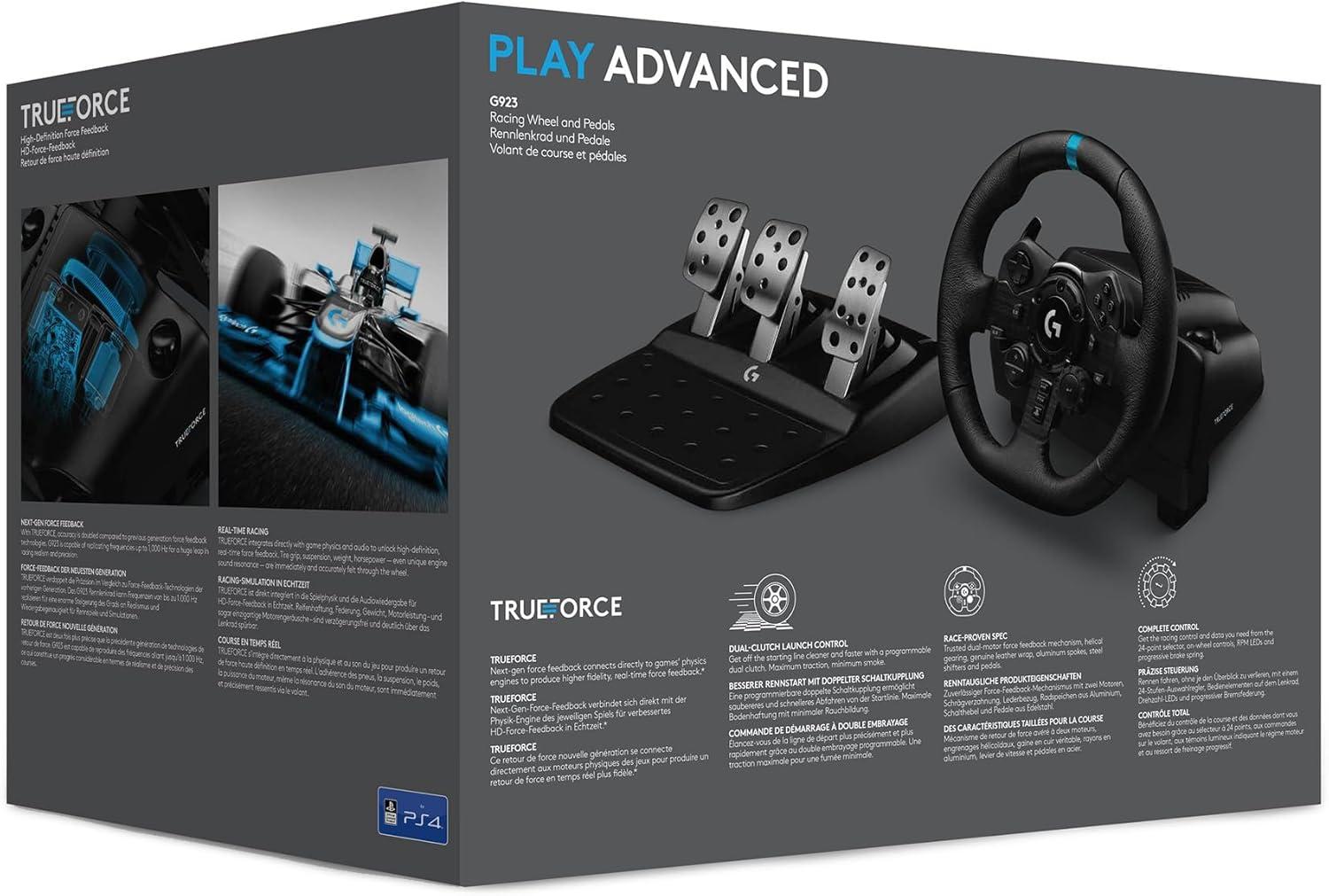 imageLogitech G G923 Volant de Course et Pdales Compatible PS5 PS4 et PC Prise anglaise Type G NoirPlayStation PC