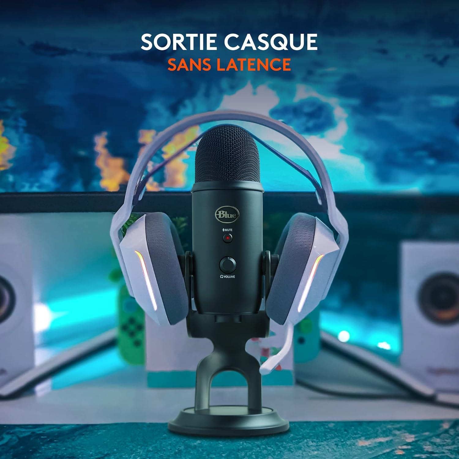 imageLogitech for Creators Blue Yeti Microphone USB pour Enregistrer Streaming Gaming Podcast sur PC ampamp Mac Micro condensateur pour ordinateur portable et PC avec Effets Blue VOCE Plug and Play NoirNoir