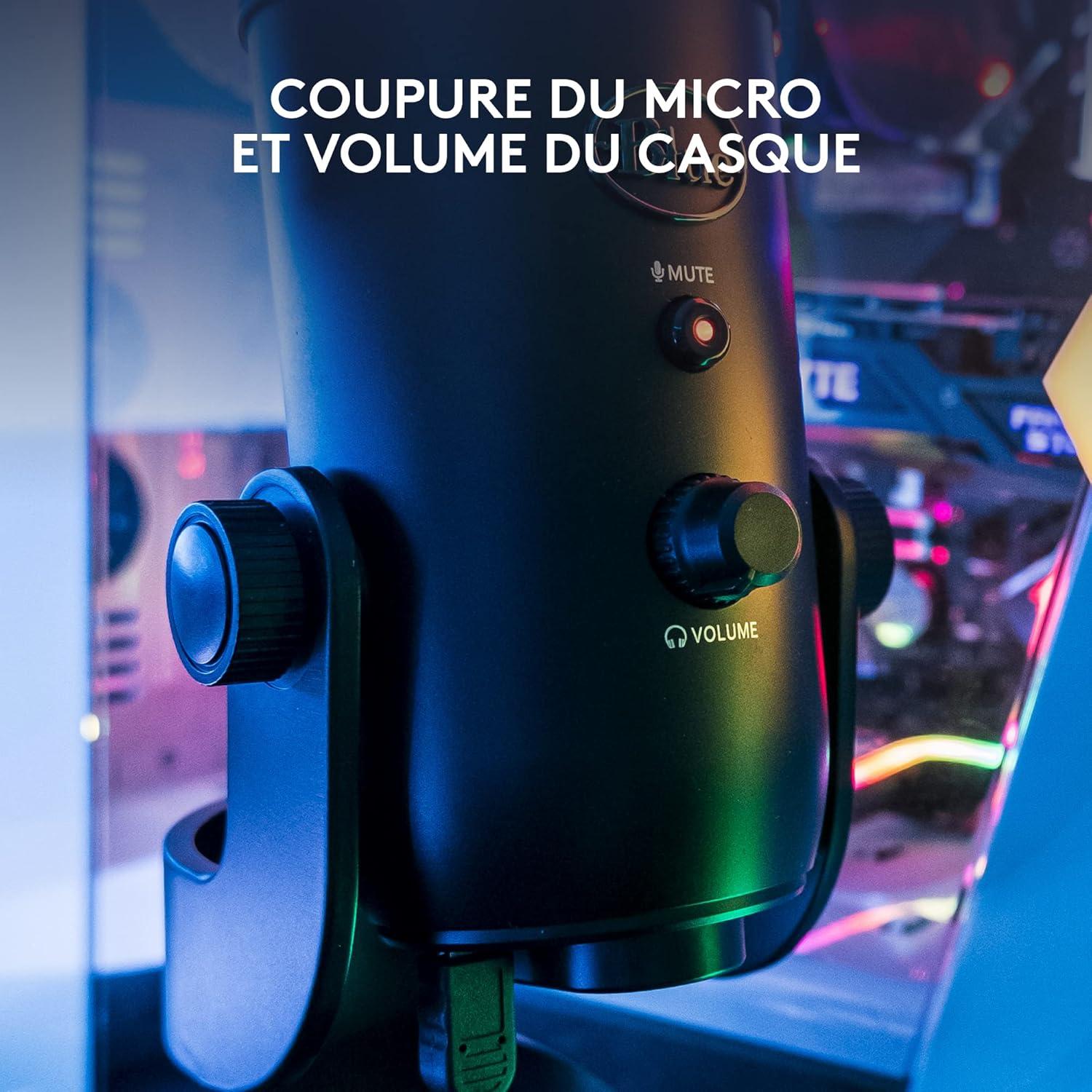 imageLogitech for Creators Blue Yeti Microphone USB pour Enregistrer Streaming Gaming Podcast sur PC ampamp Mac Micro condensateur pour ordinateur portable et PC avec Effets Blue VOCE Plug and Play NoirNoir