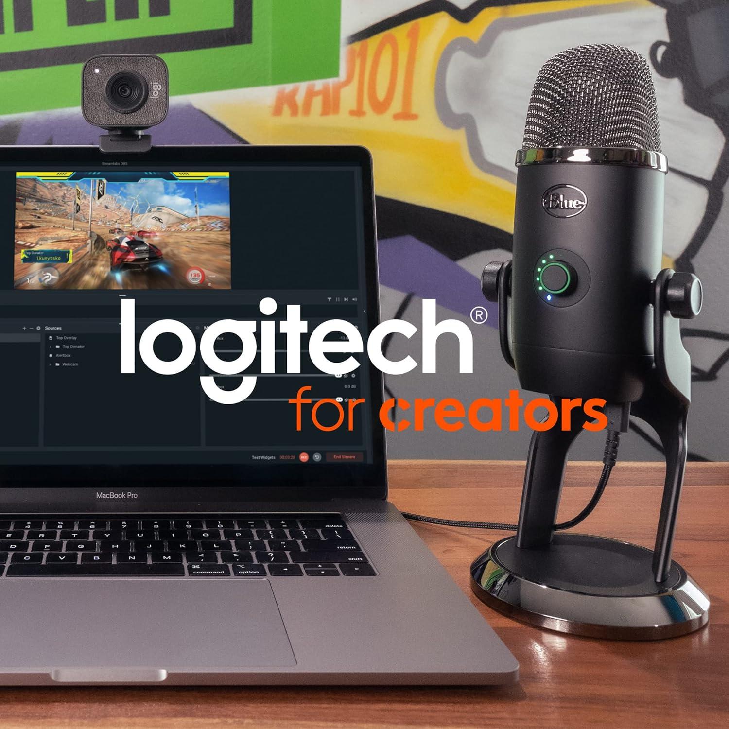 imageLogitech for Creators Blue Yeti Microphone USB pour Enregistrer Streaming Gaming Podcast sur PC ampamp Mac Micro condensateur pour ordinateur portable et PC avec Effets Blue VOCE Plug and Play NoirBleu