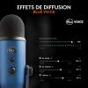Logitech for Creators Blue Yeti Microphone USB pour Enregistrer, Streaming, Gaming, Podcast sur PC & Mac, Micro condensateur pour ordinateur portable et PC avec Effets Blue VO!CE, Plug and Play – Noir(Bleu)