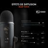 Logitech for Creators Blue Yeti Microphone USB pour Enregistrer, Streaming, Gaming, Podcast sur PC & Mac, Micro condensateur pour ordinateur portable et PC avec Effets Blue VO!CE, Plug and Play – Noir(Noir)