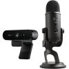 Logitech Brio 4K Webcam Streaming, Vidéo HD, Noire + Blue Yeti Microphone USB Professionnel Micro Streaming Noir, Configuration Ultime Pour Les Streamers et les Gamers sur PC et MAC